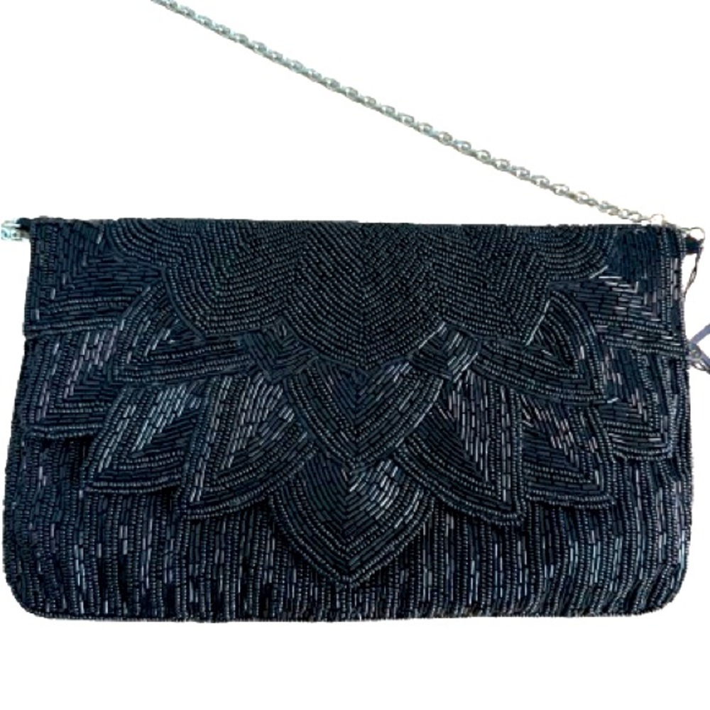 New Black Beaded Purse/Clutch